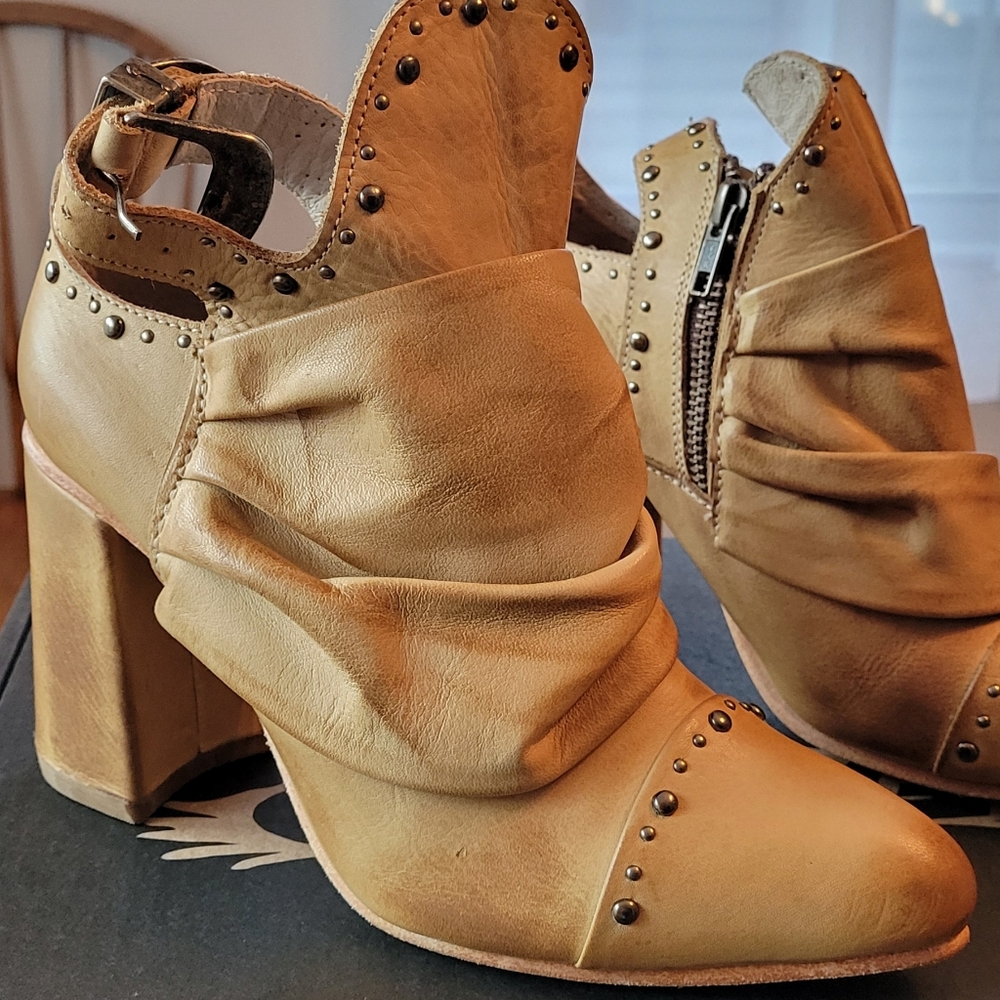 Freebird Tan Studded Ankle Booties